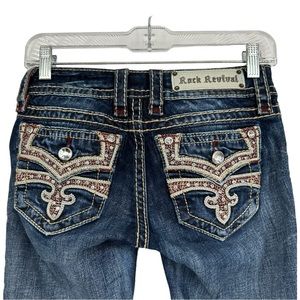 Rock Revival Celinda Straight Leg Bling Butt Jeans Size 25 Inseam 26